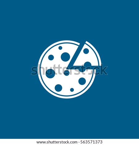 Pizza Flat Icon On Blue Background