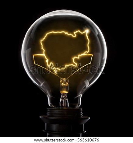 Clean and shiny lightbulb with Cambodia as a glowing wire.(series)