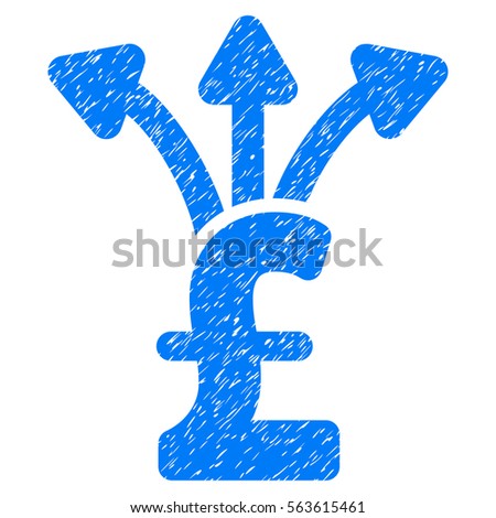Share Pound grainy textured icon for overlay watermark stamps. Flat symbol with scratched texture. Dotted raster blue ink rubber seal stamp with grunge design on a white background.