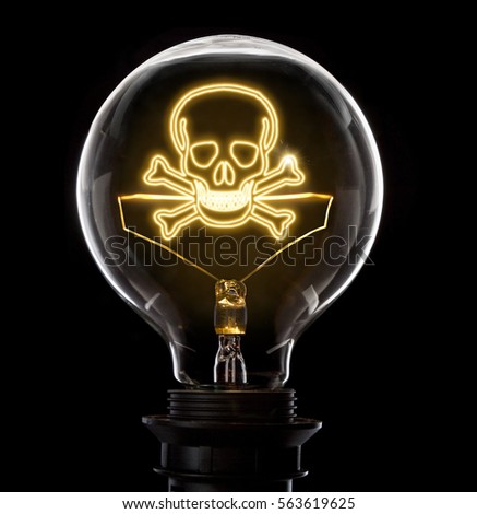 Clean and shiny lightbulb with a skull as a glowing wire.(series)