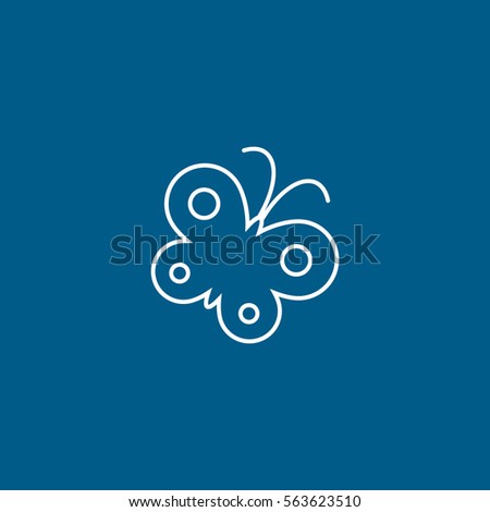 Butterfly Line Icon On Blue Background