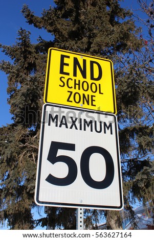 Speed Limit Sign at End of School Zone