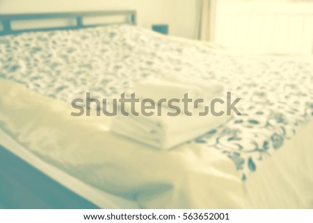 Blurred abstract background of bed room