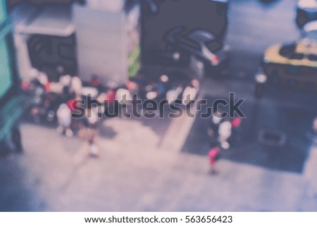 Blurred abstract background of Top view of people walking