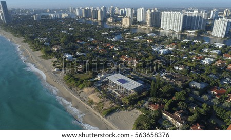 Aerial image of Golden Beach luxury waterfront homes