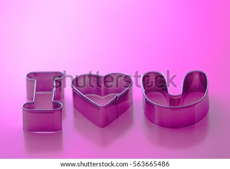 I love you in pink, craft using cookie cutter for valentines day or special occasions