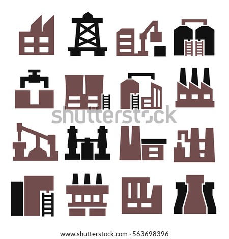 factory, industry icon set