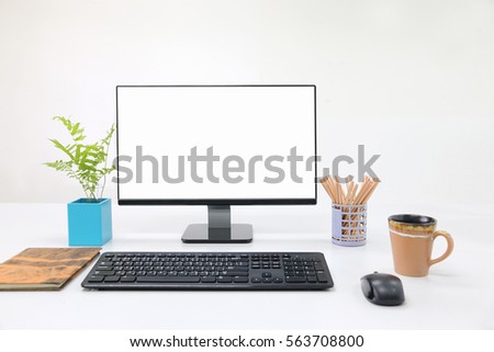 Comfortable workplace with modern computer in office.