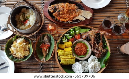 Traditional Indonesian meal from Central Java Royalty-Free Stock Photo #563709706