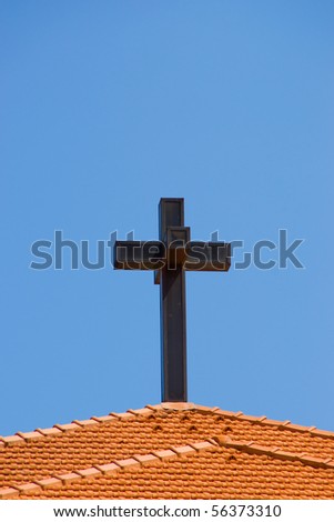A church tower on a perfectly blue sky