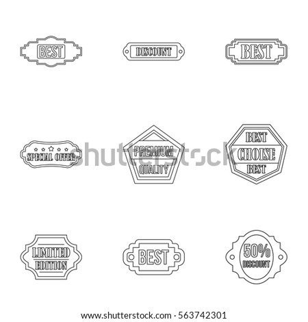 Badge icons set. Outline illustration of 9 badge vector icons for web