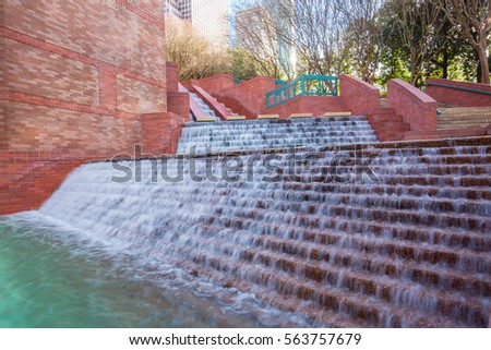 Waterfall in Sesquicentennial park Houston, Texas
