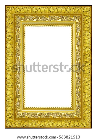 gold picture frame isolated.