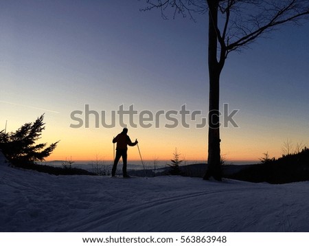 Nordic ski athletes in snowy landscape - sport active photography with space for your montage