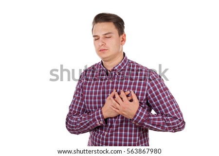 Picture of a young man having a serious chest pain