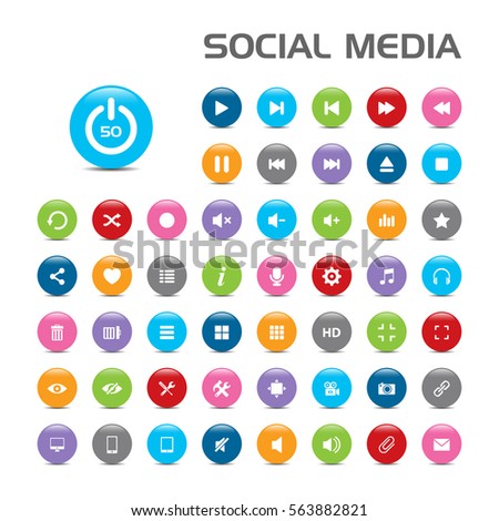 Social media bubble icons on white background