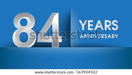 84 years Anniversary celebration logo, flat design isolated on blue background, vector elements for banner, invitation card and birthday party.