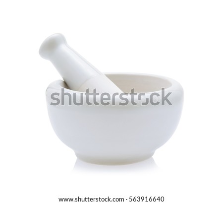 white mortar and pestles isolated on white background Royalty-Free Stock Photo #563916640