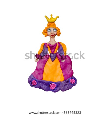 Plasticine  princess 3D rendering  sculpture isolated on white