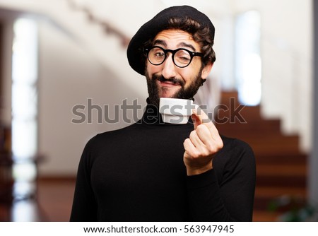 young french artist with a coffee Royalty-Free Stock Photo #563947945