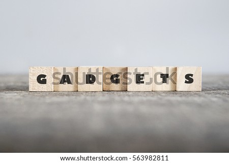 GADGETS word made with building blocks
