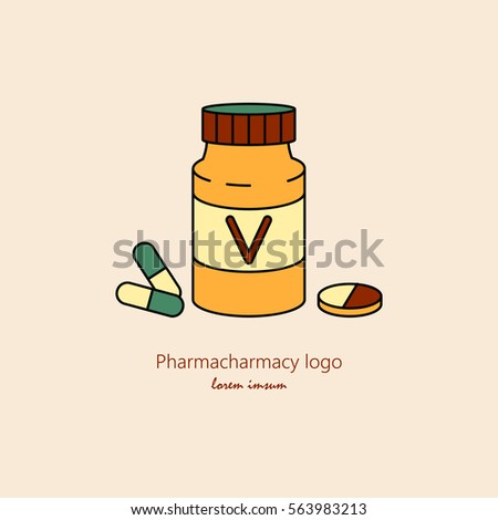 Container for pills. Vitamins design, vector illustration