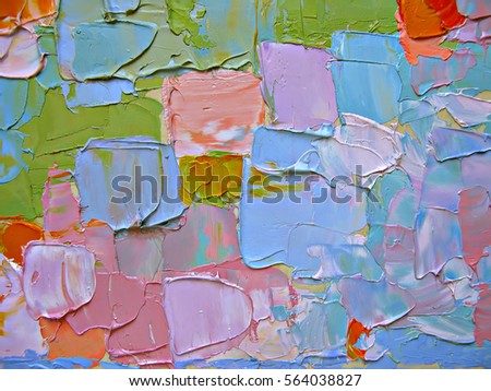 Colorful abstract painting background. Oil paint. Texture palette knife.
Can be used  for web design, art print, textured fonts, figures, shapes, etc.