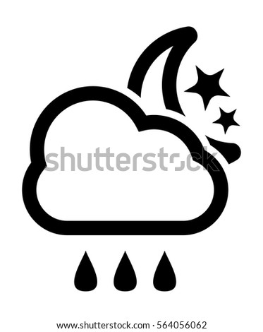 Rainy night weather vector icon