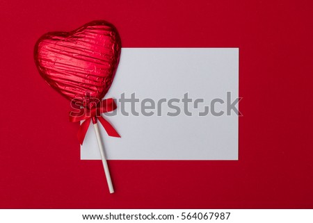 Heart shaped candy lolly valentine's day gift with a blank white message