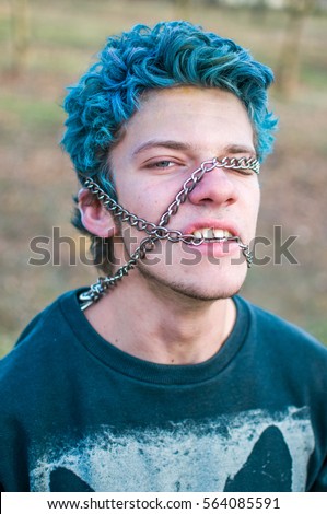 Teen punk guy portrait	