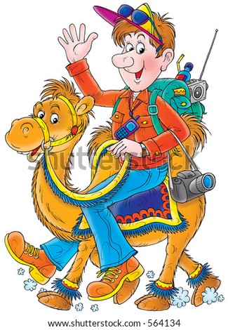 Traveler riding on a camel