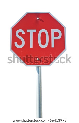 Isolated image of stop sign with reflect surface