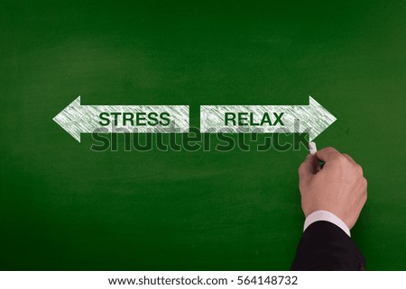 Blackboard showing directions to the stress and relax