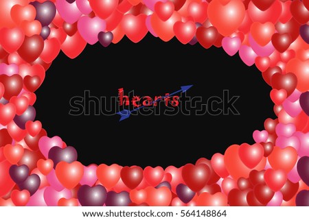 Love background with hearts.  Vector illustration. 
