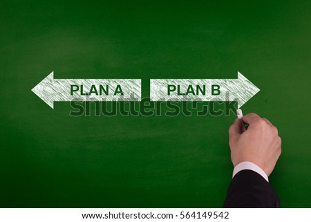 Blackboard showing directions to the plan a and plan b