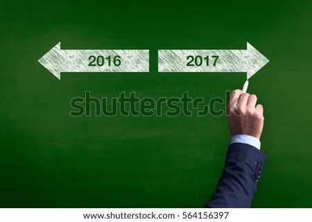 Blackboard showing directions to the 2016 and 2017