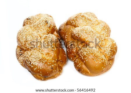 Two challah isolated on white background