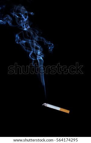 smokes a cigarette on a black background, is harmful to health