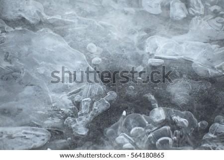 close up macro ice frozen river texture