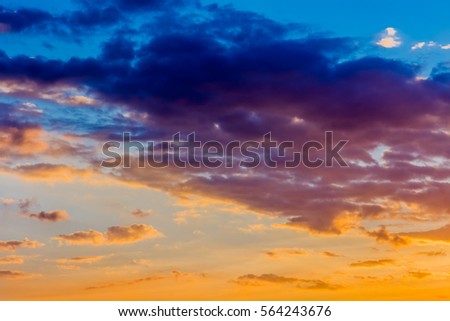 a beautiful sky and black cloud  orange sunset background