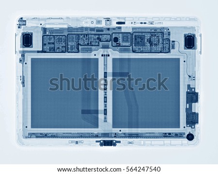 Compute tablet x-ray image on white background