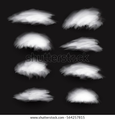 set isolated realistic cloud graphic template.  transparent vector illustration.