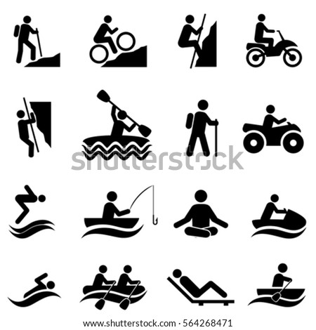 Leisure and outdoor recreation activities icon set Royalty-Free Stock Photo #564268471