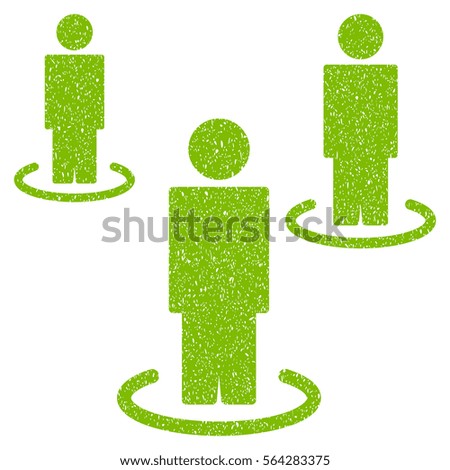 Isolated People grainy textured icon for overlay watermark stamps. Flat symbol with dirty texture. Dotted vector light green ink rubber seal stamp with grunge design on a white background.