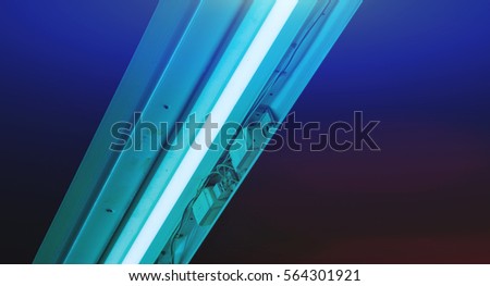 Fluorescent neon light tubes / strip lights in dark room