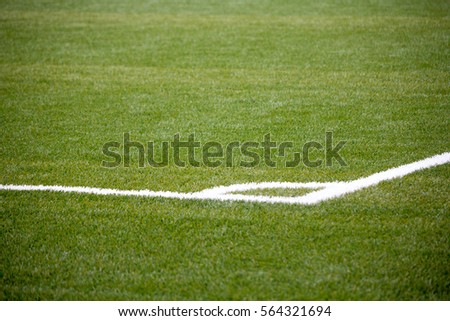 White Corner,triangle boundary lines of a football Field for sport background.