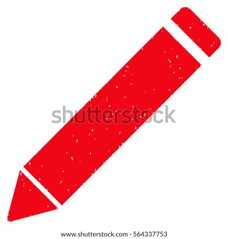 Edit Pencil grainy textured icon for overlay watermark stamps. Flat symbol with dust texture. Dotted vector red ink rubber seal stamp with grunge design on a white background.