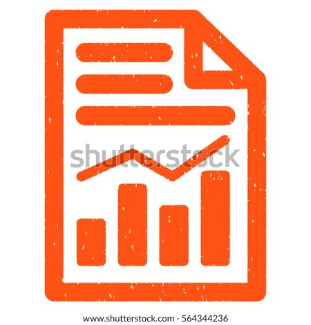 Charts Page grainy textured icon for overlay watermark stamps. Flat symbol with scratched texture. Dotted vector orange ink rubber seal stamp with grunge design on a white background.