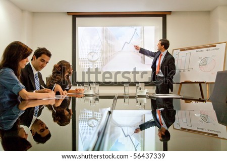 Business man making a presentation at the office