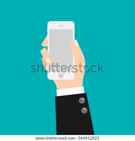 Businessman Hand holding mobile smart phone.
